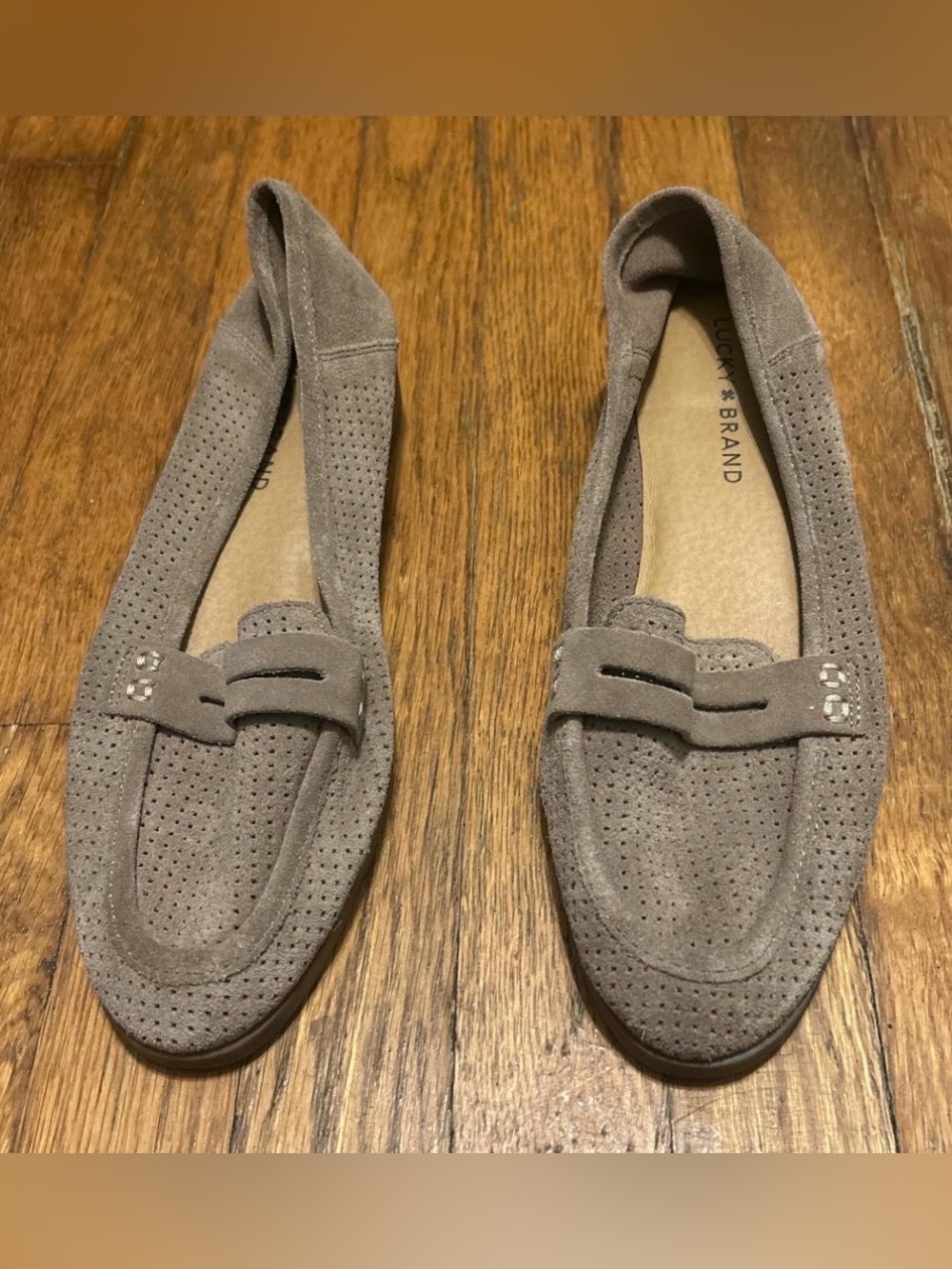 Lucky Brand suede loafer flats in taupe NWOT